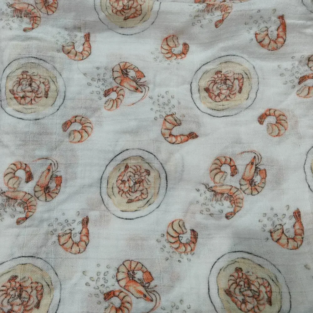 Little Hometown Shrimp Canjun Muslin Baby Swaddle Blanket Security